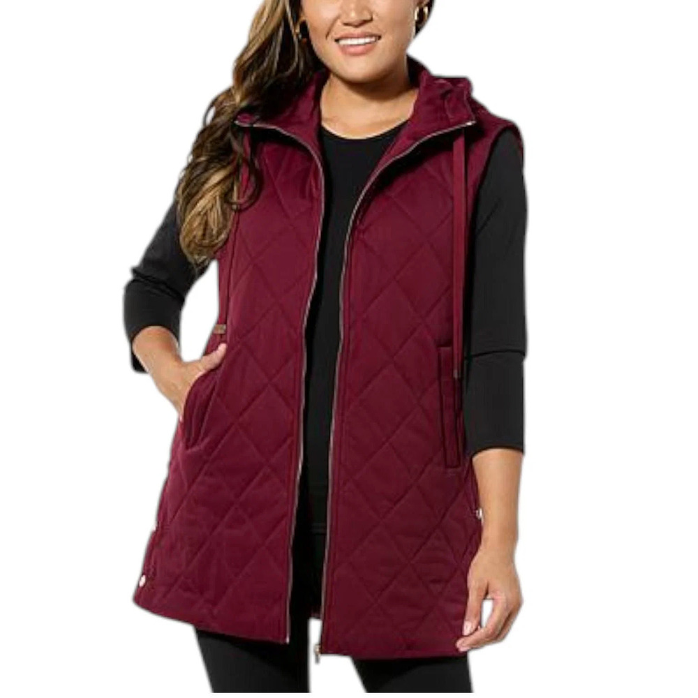 Joy Collection Women's Luxe Performance Chic Puffer Vest Red Wine - Regular